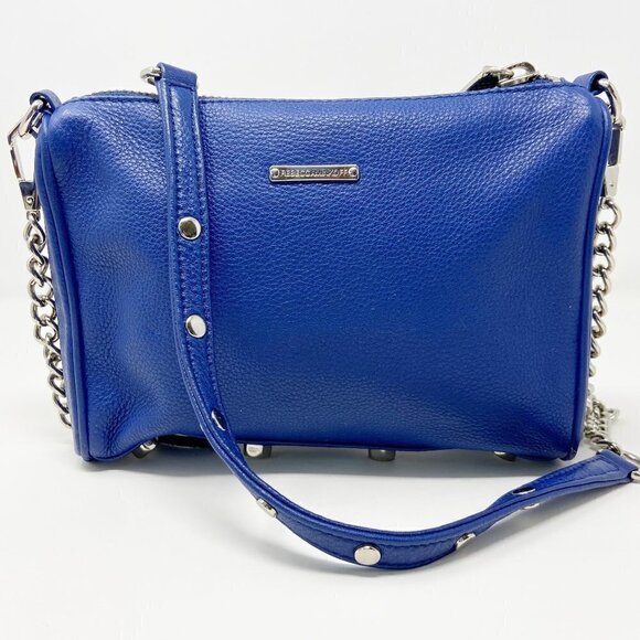 REBECCA MINKOFF | Blue Studded Zip Leather Crossbody Bag - Picture 3 of 15